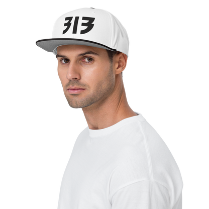 Detroit '313' Snapback (Glam Font) | 6-Panel - Black