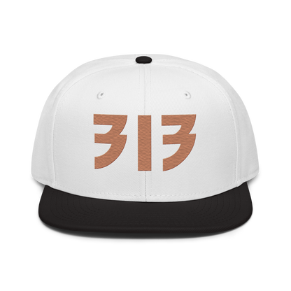 Detroit '313' Snapback (Glam Font) | 6-Panel - Copper