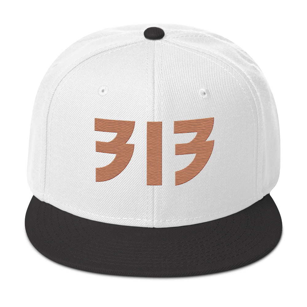 Detroit '313' Snapback (Glam Font) | 6-Panel - Copper