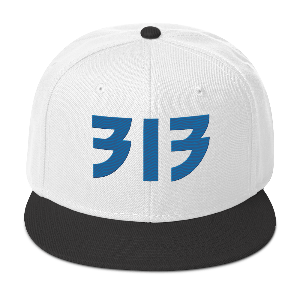 Detroit '313' Snapback (Glam Font) | 6-Panel - Azure