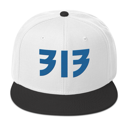 Detroit '313' Snapback (Glam Font) | 6-Panel - Azure