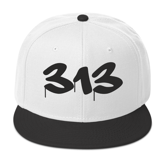 Detroit '313' Snapback (Tag Font) | 6-Panel - Black