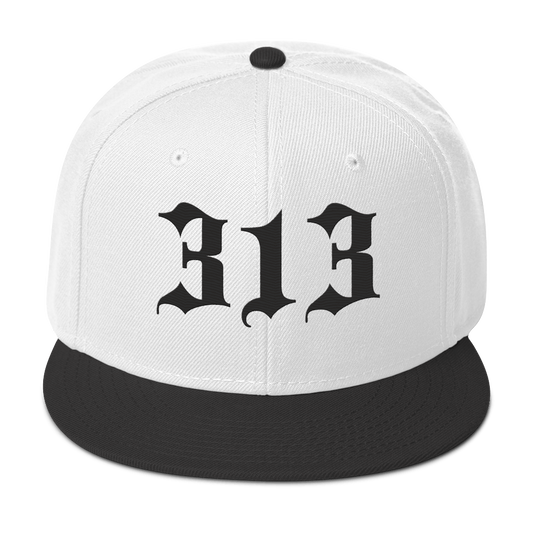 Detroit '313' Snapback (Old English Font) | 6-Panel - Black