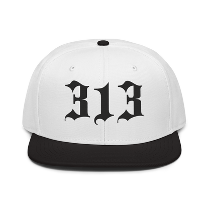 Detroit '313' Snapback (Old English Font) | 6-Panel - Black