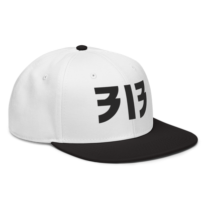 Detroit '313' Snapback (Glam Font) | 6-Panel - Black