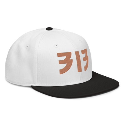 Detroit '313' Snapback (Glam Font) | 6-Panel - Copper