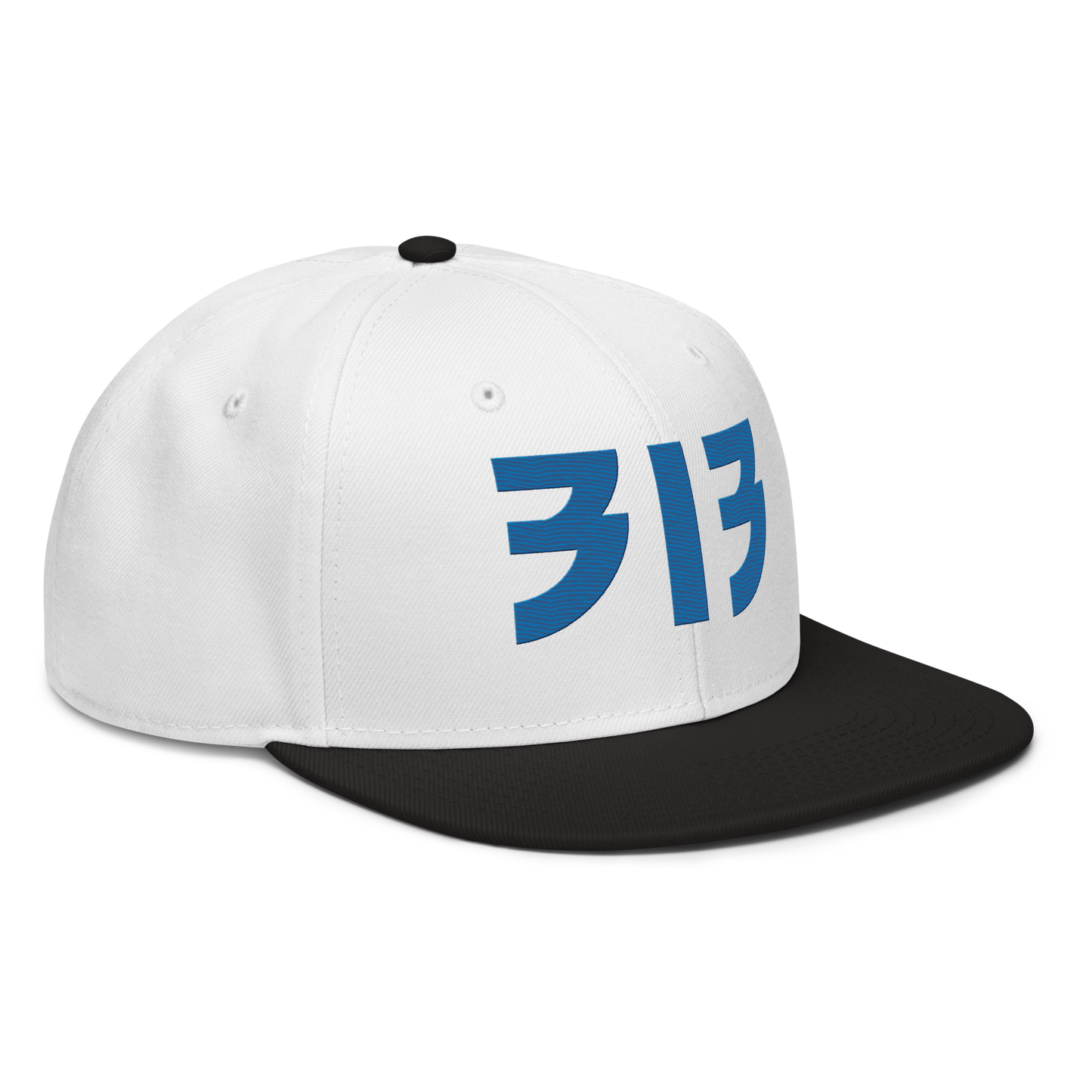 Detroit '313' Snapback (Glam Font) | 6-Panel - Azure