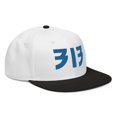 Detroit '313' Snapback (Glam Font) | 6-Panel - Azure