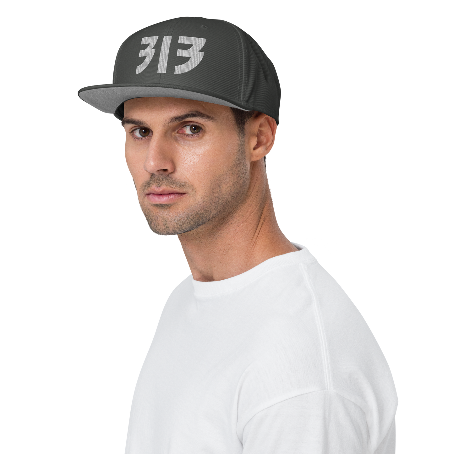 Detroit '313' Snapback (Glam Font) | 6-Panel - Platinum