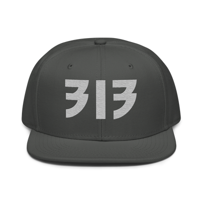 Detroit '313' Snapback (Glam Font) | 6-Panel - Platinum