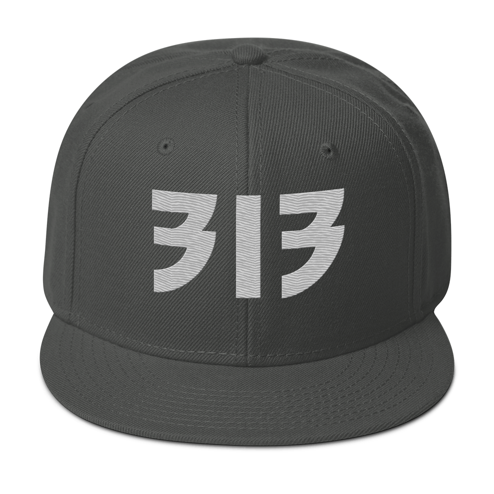 Detroit '313' Snapback (Glam Font) | 6-Panel - Platinum