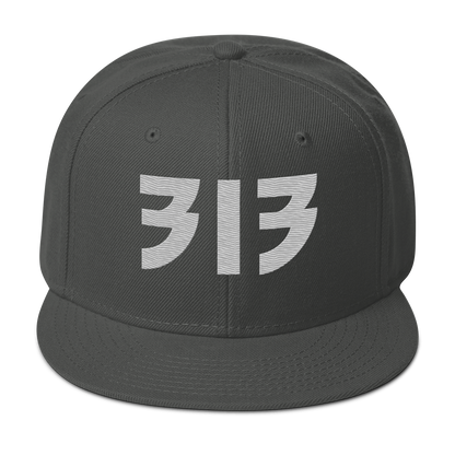 Detroit '313' Snapback (Glam Font) | 6-Panel - Platinum