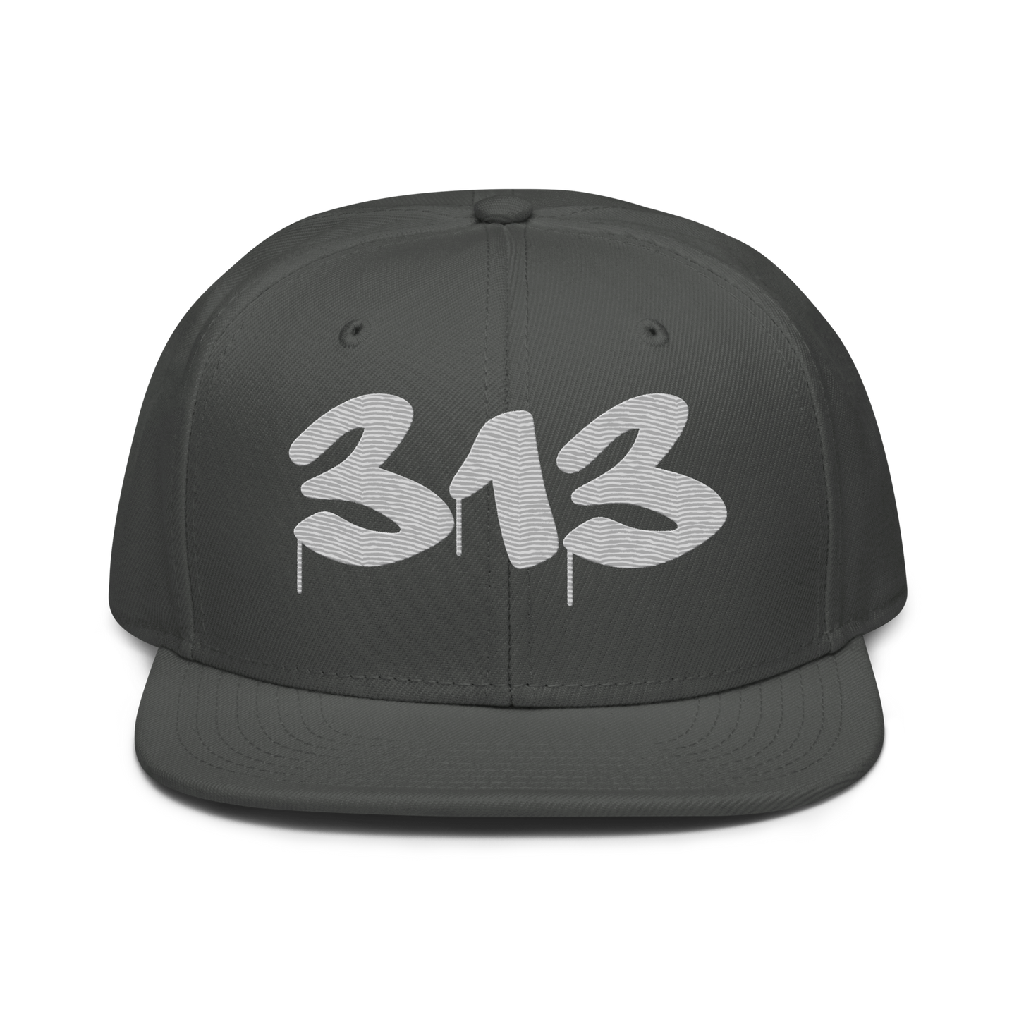 Detroit '313' Snapback (Tag Font) | 6-Panel - Platinum