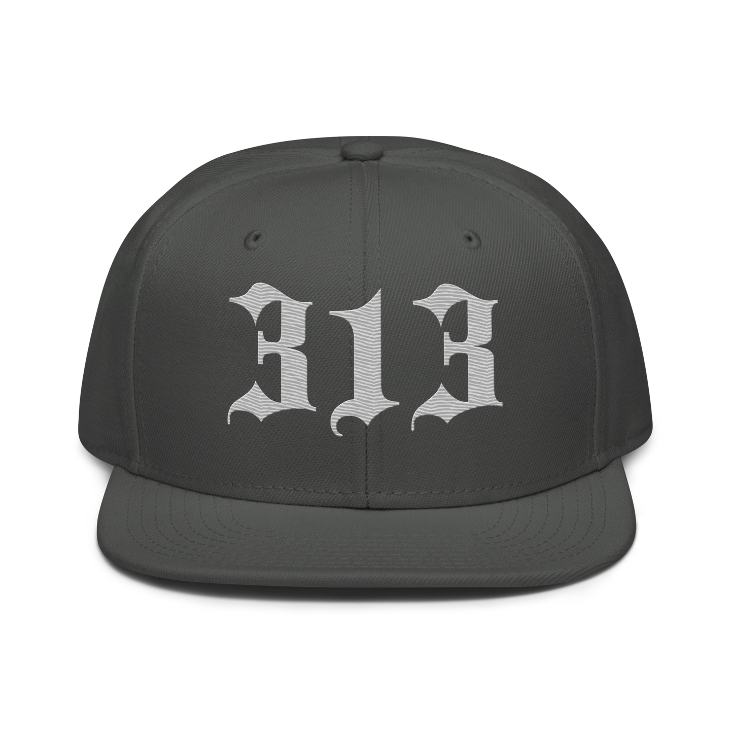 Detroit '313' Snapback (Old English Font) | 6-Panel - Platinum