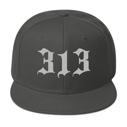 Detroit '313' Snapback (Old English Font) | 6-Panel - Platinum