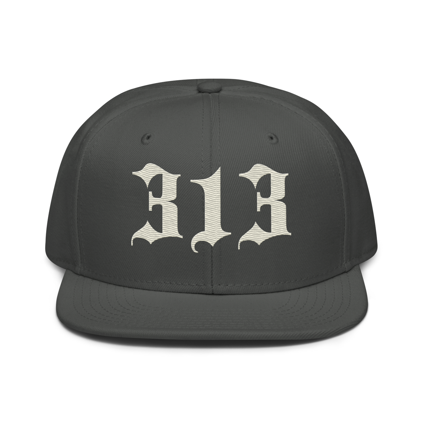 Detroit '313' Snapback (Old English Font) | 6-Panel - Ivory White