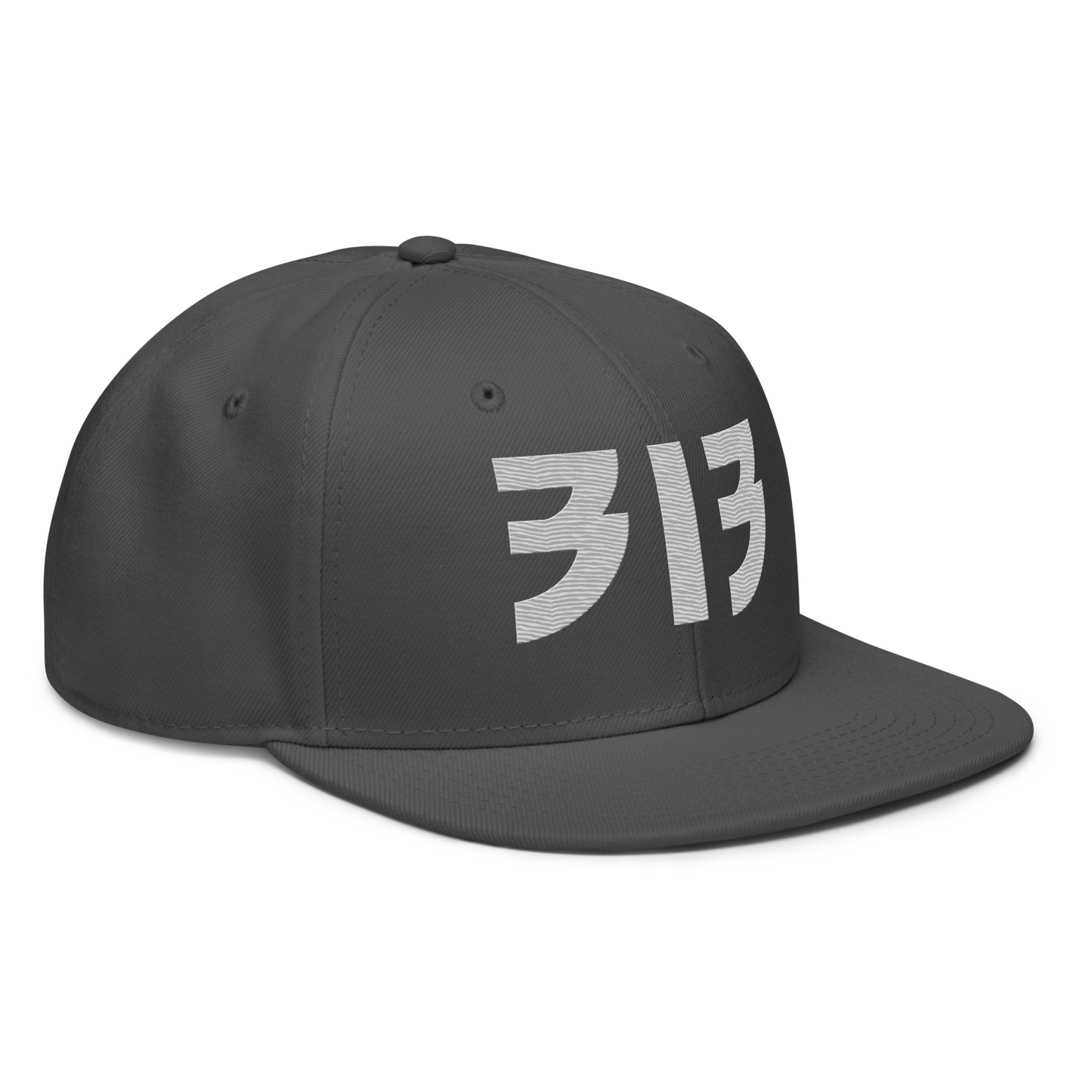 Detroit '313' Snapback (Glam Font) | 6-Panel - Platinum