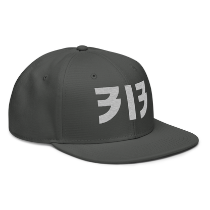 Detroit '313' Snapback (Glam Font) | 6-Panel - Platinum