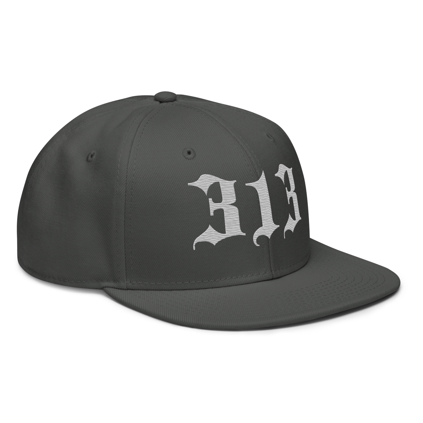 Detroit '313' Snapback (Old English Font) | 6-Panel - Platinum