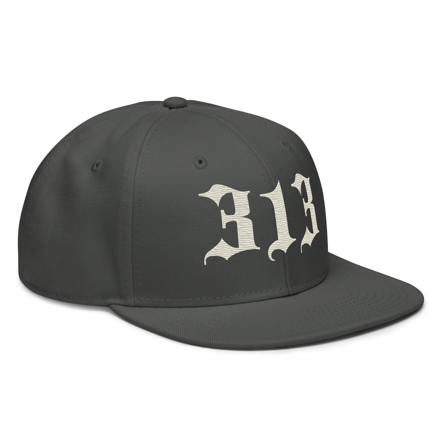 Detroit '313' Snapback (Old English Font) | 6-Panel - Ivory White