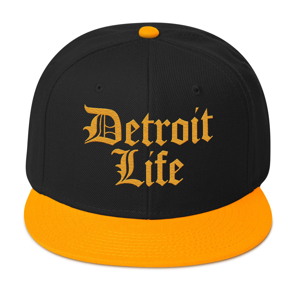 'Detroit Life' Flat Bill Snapback | 6-Panel - Gold