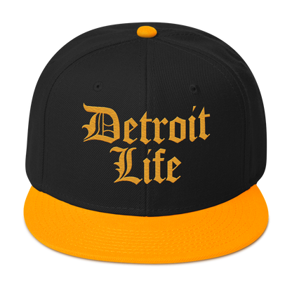 'Detroit Life' Flat Bill Snapback | 6-Panel - Gold