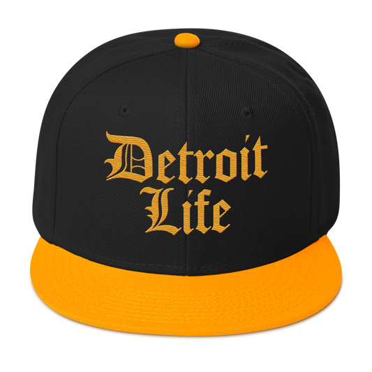 'Detroit Life' Flat Bill Snapback | 6-Panel - Gold