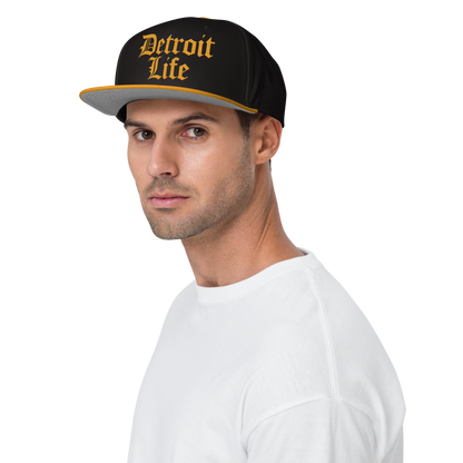 'Detroit Life' Flat Bill Snapback | 6-Panel - Gold