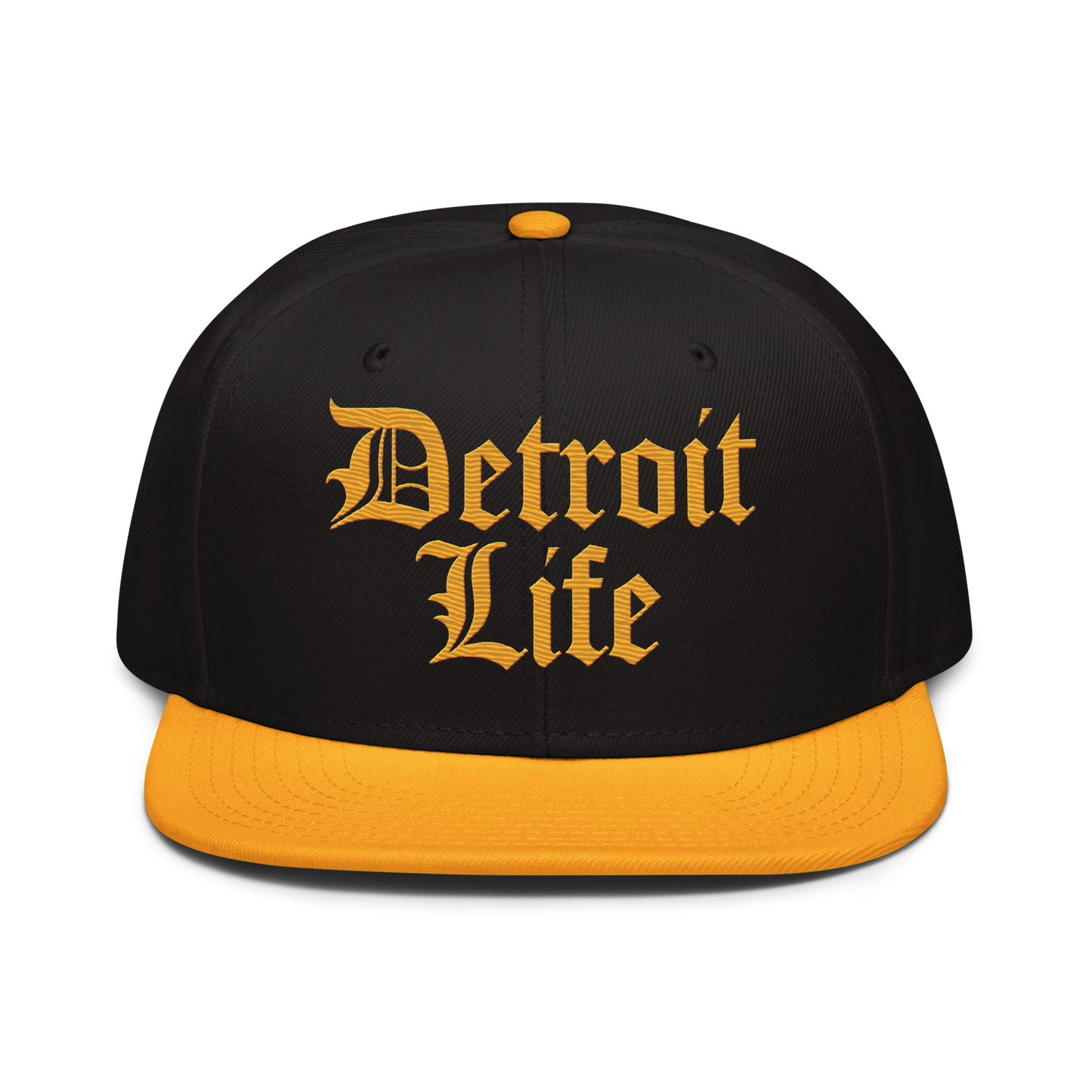 'Detroit Life' Flat Bill Snapback | 6-Panel - Gold