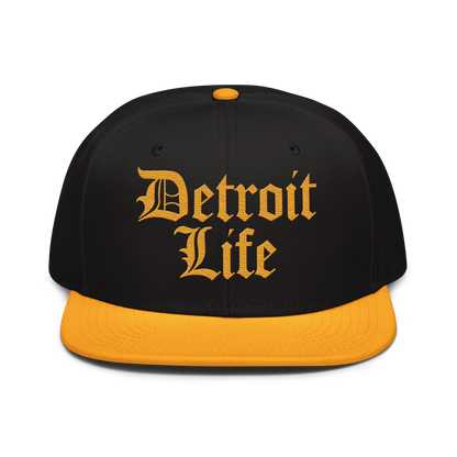 'Detroit Life' Flat Bill Snapback | 6-Panel - Gold