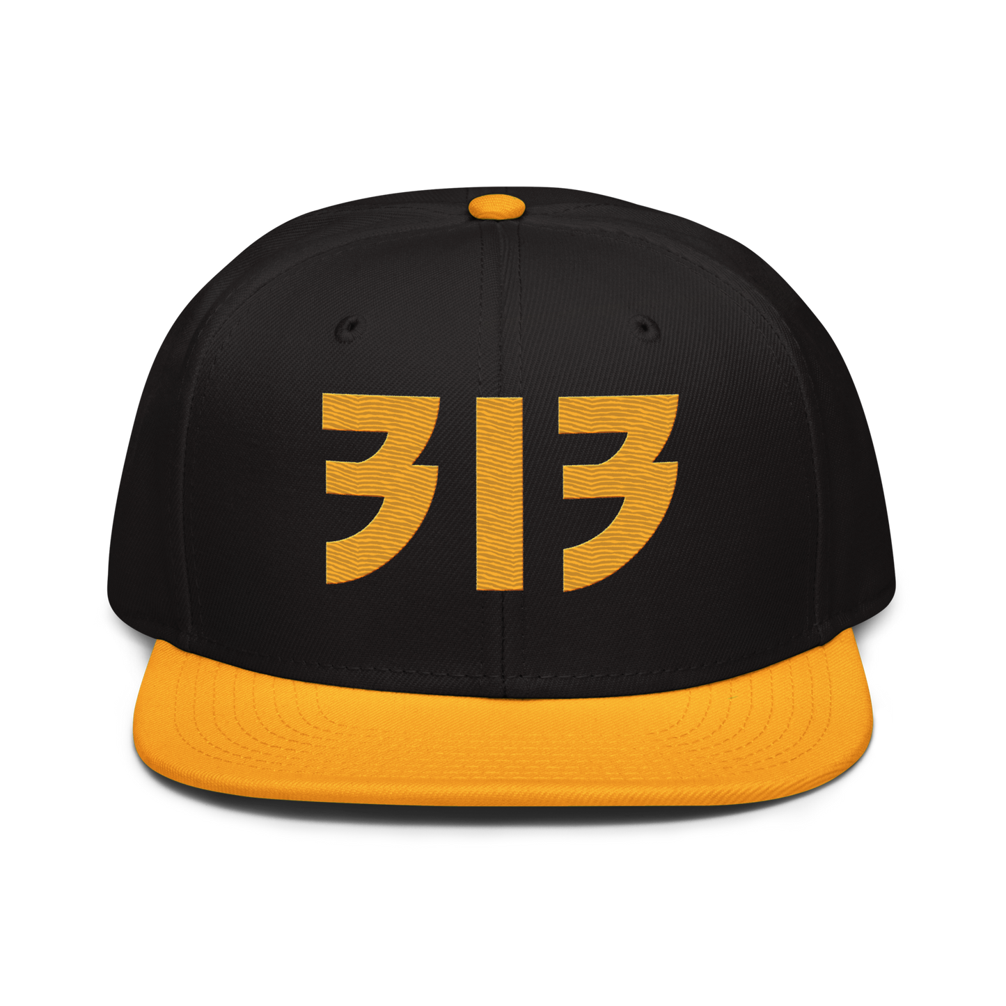 Detroit '313' Snapback (Glam Font) | 6-Panel - Gold