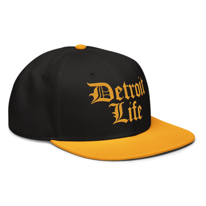 'Detroit Life' Flat Bill Snapback | 6-Panel - Gold