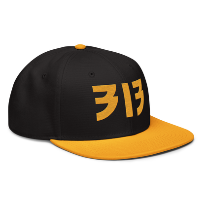 Detroit '313' Snapback (Glam Font) | 6-Panel - Gold