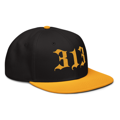 Detroit '313' Snapback (Old English Font) | 6-Panel - Gold