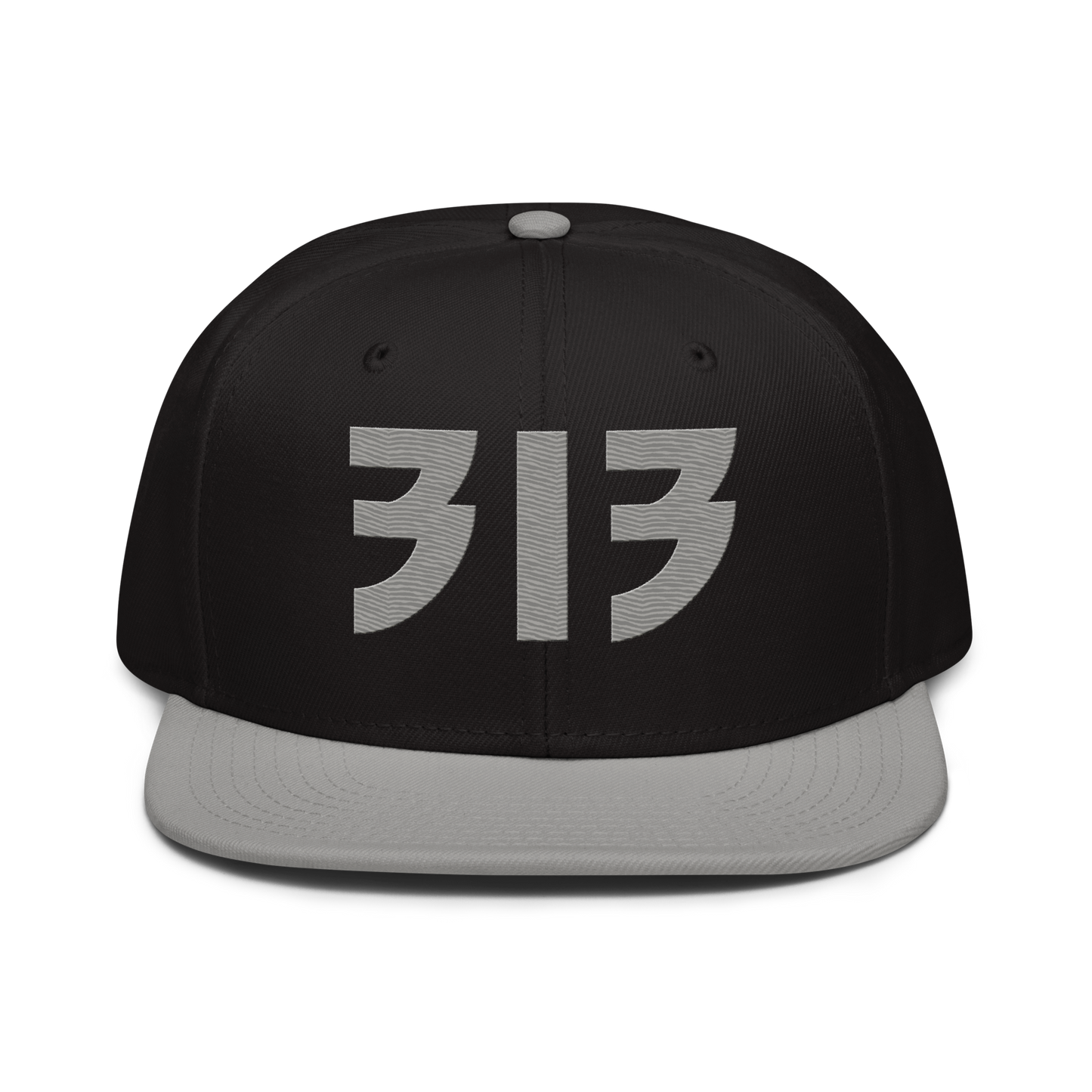 Detroit '313' Snapback (Glam Font) | 6-Panel - Grey