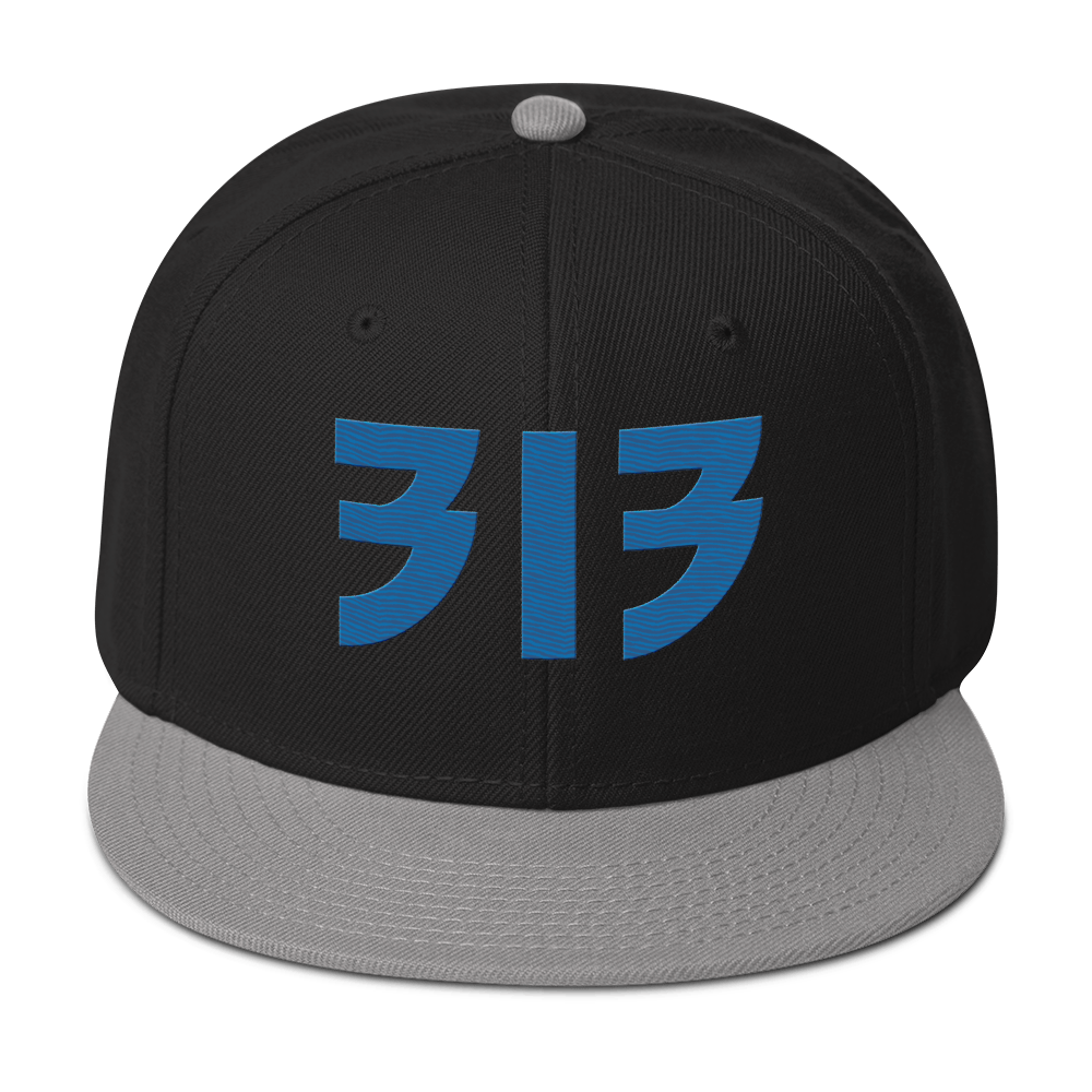 Detroit '313' Snapback (Glam Font) | 6-Panel - Azure