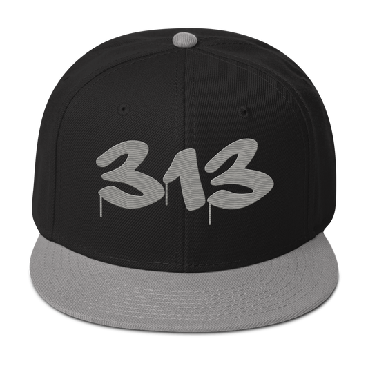 Detroit '313' Snapback (Tag Font) | 6-Panel - Grey