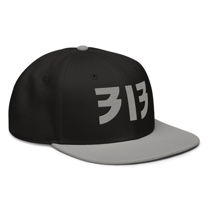 Detroit '313' Snapback (Glam Font) | 6-Panel - Grey