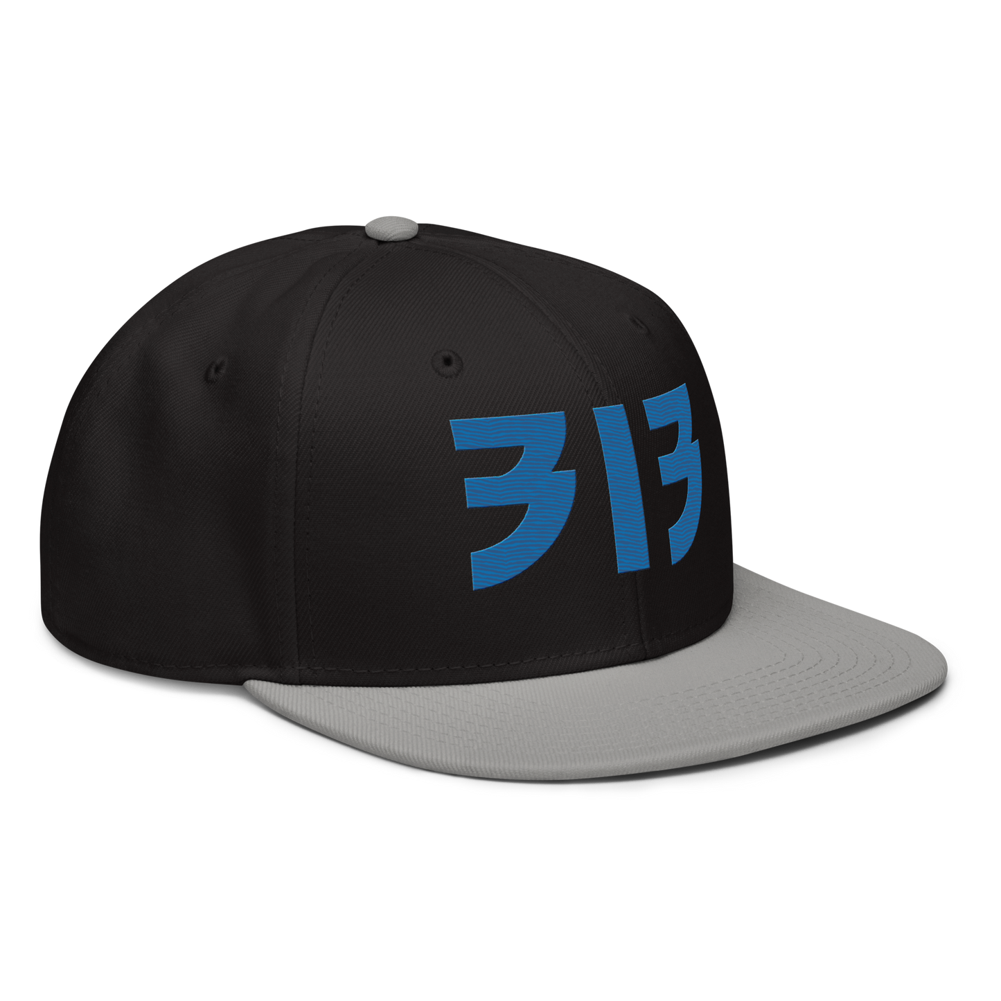 Detroit '313' Snapback (Glam Font) | 6-Panel - Azure