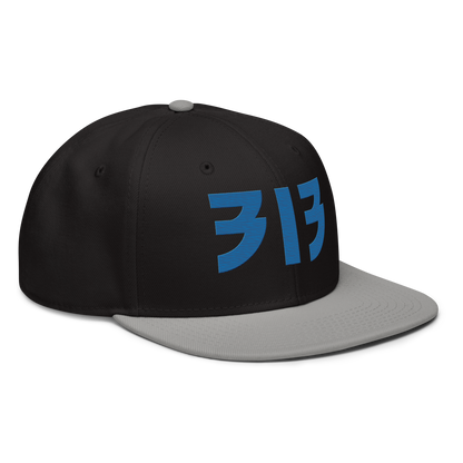 Detroit '313' Snapback (Glam Font) | 6-Panel - Azure