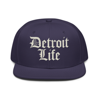 'Detroit Life' Flat Bill Snapback (Ivory White) | 6-Panel