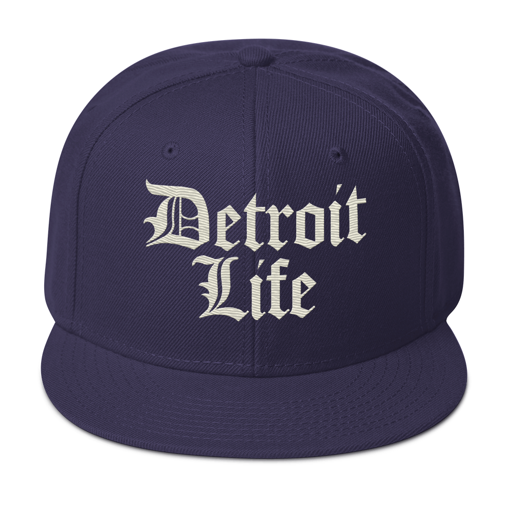 'Detroit Life' Flat Bill Snapback (Ivory White) | 6-Panel