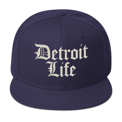 'Detroit Life' Flat Bill Snapback (Ivory White) | 6-Panel