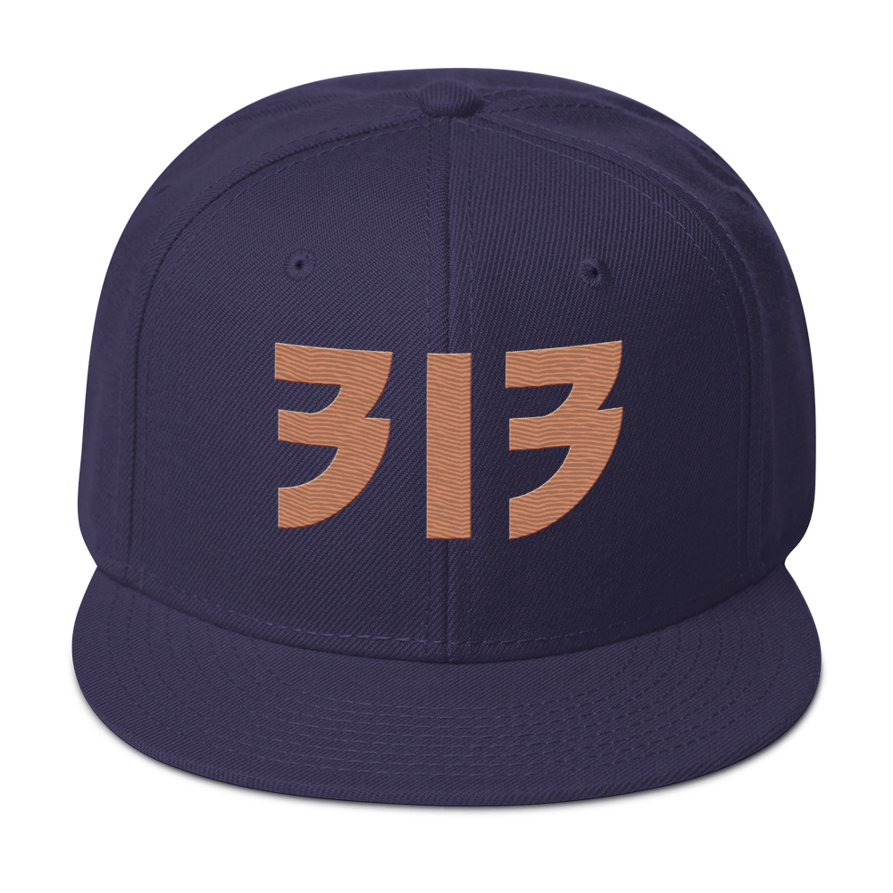 Detroit '313' Snapback (Glam Font) | 6-Panel - Copper