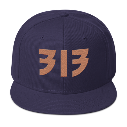 Detroit '313' Snapback (Glam Font) | 6-Panel - Copper