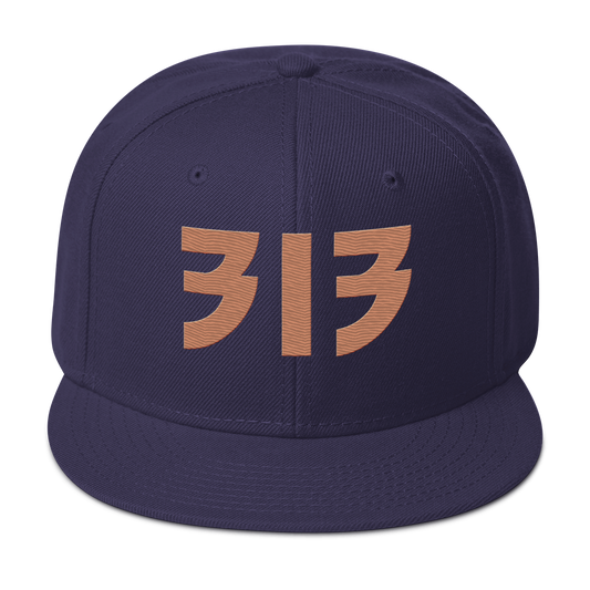 Detroit '313' Snapback (Glam Font) | 6-Panel - Copper