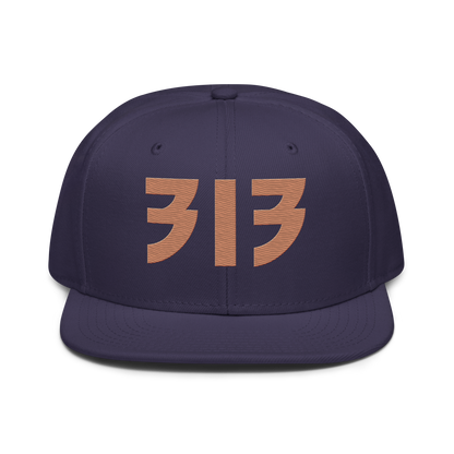 Detroit '313' Snapback (Glam Font) | 6-Panel - Copper