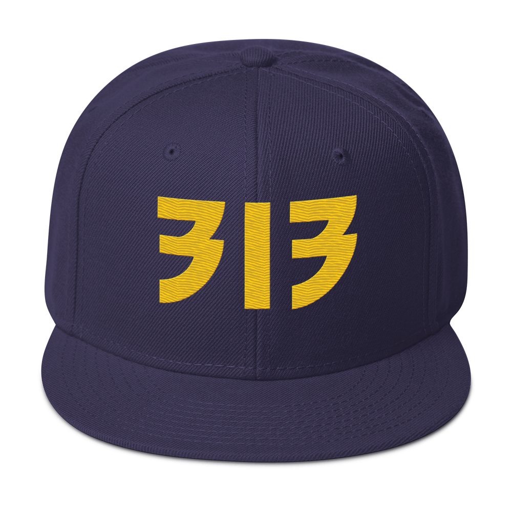 Detroit '313' Snapback (Glam Font) | 6-Panel - Maize