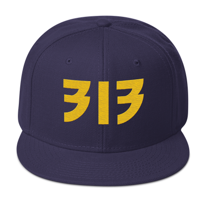 Detroit '313' Snapback (Glam Font) | 6-Panel - Maize