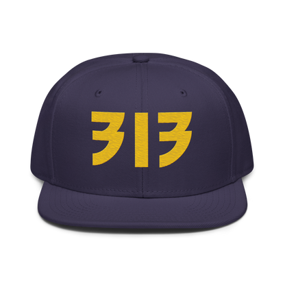 Detroit '313' Snapback (Glam Font) | 6-Panel - Maize